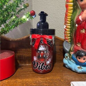 Custom made soap dispenser and matching kitchen towel set